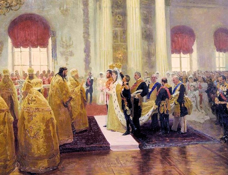 Wedding of Nicholas II and Alexandra Feodorovna　 1895 ニコライ二世とアレクサンドルの結婚式　冬宮殿の大教会にて